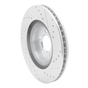 Ford Mustang Brake Rotor (1) - Front Left - R1 Concepts - Drilled & Slotted - Silver - `11-`14